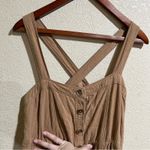 Free People  Catch The Breeze Button Front Midi Dress in tan khaki Photo 7