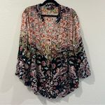 Phool Womens Floral Paisley Print Pleated Top Size 2X Boho Patchwork Y Neck Photo 3