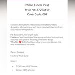 Free People “Millie” Linen Vest Denim grey gray blue button up natural fiber Photo 6