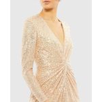Mac Duggal Ieena Sequin Knotted Midi Dress Rose Gold Size 8 NWT Photo 1