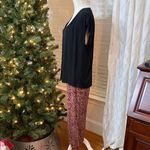 Soma Cool Nights Pajama Set Black V-Neck Top & Animal Print WideLeg Pants Size L Photo 4