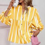 Yellow & White Striped Babydoll Short Photo 2