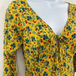 Mamy Blue Rio Y2K Babydoll Floral Dress Sz M Hippie Retro Boho Cottage Midi tie Yellow Size M Photo 5