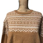 Melrose and Market  Isle Fair Orange & White Crewneck Sweater size Large Photo 4