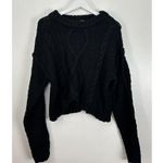 Free People Cutting Edge Cotton Cable Sweater in Black Size X-Large Photo 4