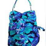 One Piece Island Native Vintage 80s Blue Tropical Coastal Earthy Floral Swimsuit Photo 0