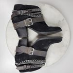 Trouve Bristol Womens Chained Ankle Boots 7M Black Suede Leather Western Bootie Size 7 Photo 7