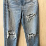 American Eagle Outfitters Mom Straight Blue Jeans with Distressed Details Photo 1