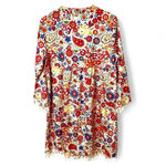 Retro dress/swim cover peace & love theme w/fringe hem, cuffs, & collar size L Red Size L Photo 3