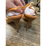 Andrea Pfister Couture Orange Embossed Pointed Toe Leather Pumps Slingback Size 9 Photo 5