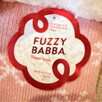 Fuzzy‎ Babba NWT Slipper Socks Pink Reindeer Snowflake Women’s Faux Fur Non Slip Photo 1