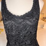 Carmen Marc Valvo  Black Beaded Crochet Sleeveless Top Size L‎ Photo 5