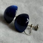 Vintage Screw back Blue Glass Dome Earrings Women Accessory Classic Work Casual Photo 10