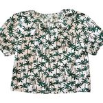 J.Crew Palm Trees Tropical Printed Cotton Button Down Puff Sleeve Top Size Medium Photo 0