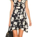 Free People  French Quarter Black & Ivory Floral Ruffle Wrap Mini Dress Size S Photo 1