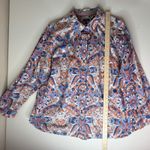 Talbots  Classic Cotton Shirt Royal Palm Paisley Size 2X Button Down Preppy Artsy Photo 6
