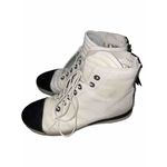 Stuart Weitzman  zipit leather hightop sneaker 9M White‎ Black Photo 3
