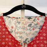 Anthropologie Let Me Be / Bandana Buttondown Blouse White/Red Size 6 Retail $98 Photo 10