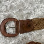 Tan Brown Woven Leather Wide Belt Vintage 38" x 2" Photo 6