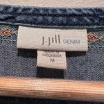 J.Jill Embroidered Sleeveless Floral Malibu Denim Knee Length Dress Medium Blue Photo 3