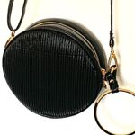 Circle Ribbed Black and Gold Crossbody/Wristlet Purse Black Photo 2