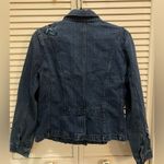 Christopher & Banks Embroidered‎ Jean Jacket. Button up, collar, Large Blue Photo 3