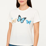 Bailey Rose TShirt Womens Size Small White Butterfly Print Short‎ Sleeve Tee Photo 0