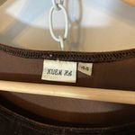 Vintage Madrid Spain Kuem Ha Brown Velvet Bedazzle Leopard Long Sleeve Shirt Top Size 12 Photo 1