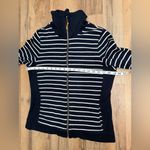 Ralph Lauren Lauren  Navy White‎ Striped Zip Sweater 100% Cotton M Photo 7
