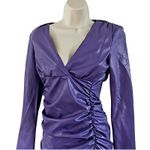 ZARA NWT  Faux Leather Purple Long Sleeve Ruched Fitted Mini Dress Size XS Photo 4