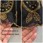 Free People Vintage Black Gold Bead Sequence Chiffon Overlay Mini Skirt Small Photo 3