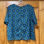 Xxi Blue Patterned Short Sleeve Blouse Woman's Large Photo 2