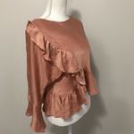 Topshop  dusty rose Ruffled Blouse Photo 5