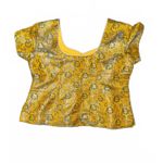Nazila Couture Brocade Silk Choli Blouse, Medium Yellow Photo 1