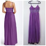 Adrianna Papell Chiffon Beaded Purple Maxi Dress Long Gown Photo 1