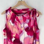 Biancoghiaccio Floral Print Lightweight Flowy Pleated Tie Boatneck‎ Shift Dress Pink Size M Photo 1