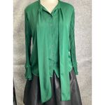 Walter Baker Walter Baker Green Tie Neck Pleated Sleeve Blouse Women's Chic Office Holiday L Photo 8