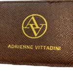 Adrienne Vittadini Adrienne Vitadini Brown luggage tag ID holder brown leather gold tone Logo Photo 4