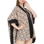 14th & Union Black Trim Pink & Yellow Floral Kimono Top Swim Cover Up One Size Photo 1
