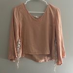 Cotton Candy LA Cotton Candy pink v-neck blouse with lace on sleeves  Photo 0