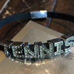 Signed John Candice Tennis Leather Bracelet Rhinestone Black Photo 0