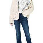 MABLE Coat Womens L Tan Sherpa Fleece Jacket Quilted Lining Paisley Hem Boho Size L Photo 2