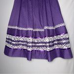 Handmade Vintage Purple Polkadot Flowy Skirt w Lace Accents Coquette Milk Maid Photo 3