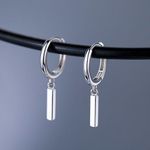 925 Silver Plated Unisex Hip Hop Dangle Drop Earrings for Men Women Photo 0
