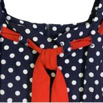 LESLIE LUCKS Blue & Red Ribbon Polka Dot Pin Up Sailor Dress Size 10 Photo 3