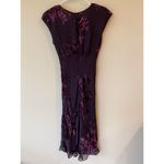 Jones New York Cap Sleeve Silk Blend Knotted Front Midi Dress Purple Women's 6P Photo 1