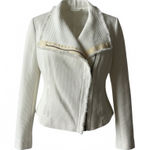 Vince  Off-White Fringe Tweed Moto Blazer Jacket Size Medium Photo 0