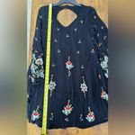 Free People Mini Dress Size Medium Black Floral Oxford Swing Long Sleeve Pockets Photo 8