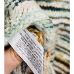 ZARA  Chunky Striped Knit Sweater Fuzzy Cozy Oversized Earthy Mock Neck Size M Photo 3