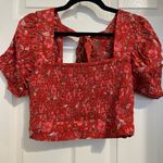 Band of Gypsies NWT Band of the Free Joelle red Floral Smocked Top small bow tie back Photo 2